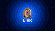 A glowing golden circular chain link labelled 0 LINK set against a celestial deep blue pixel-disc field, representing the unbroken cryptographic bond.